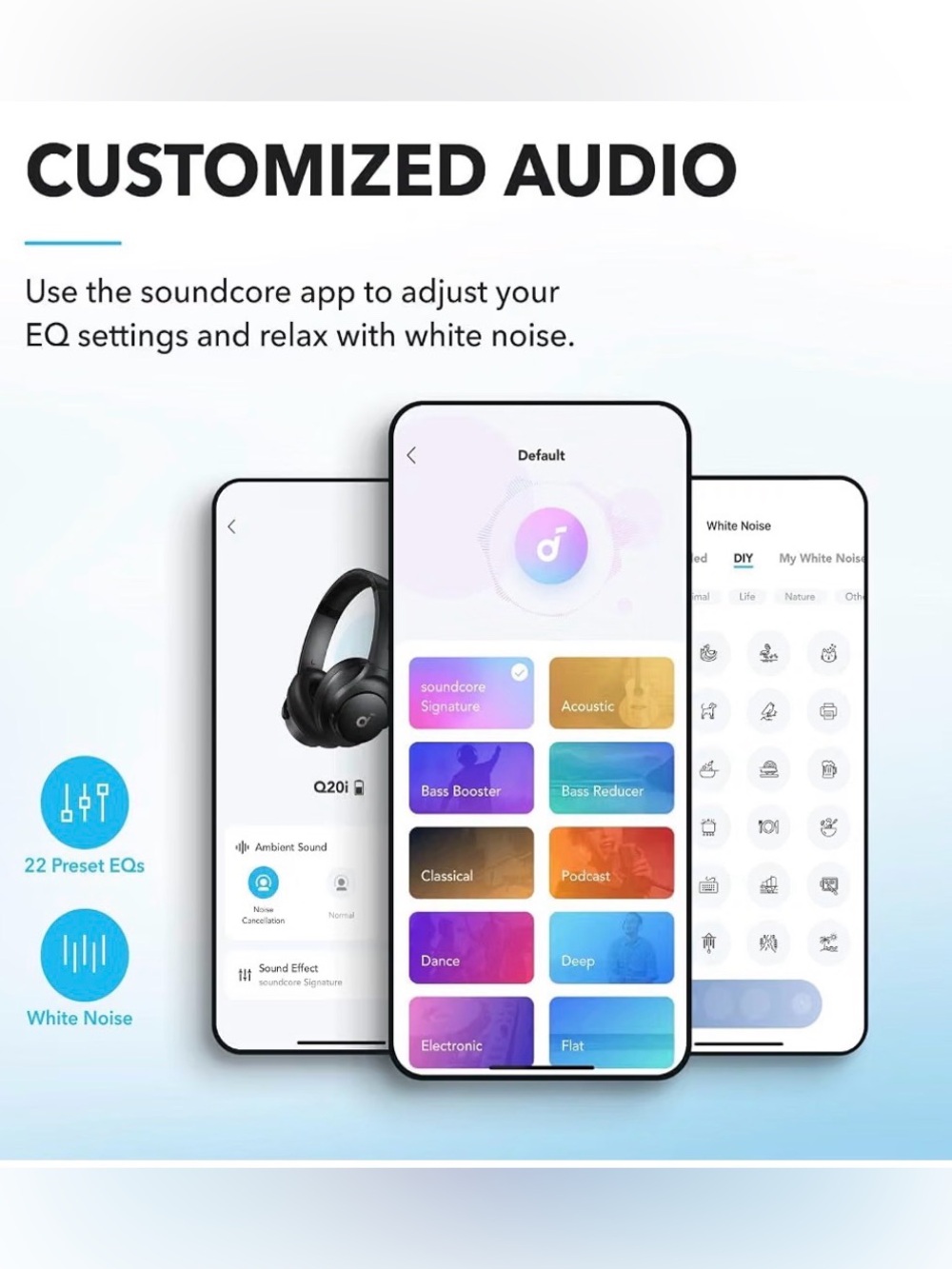 NIB - Soundcore by Anker Q20i Hybrid Active Noise Cancelling Headphones, Black - Picture 4 of 8